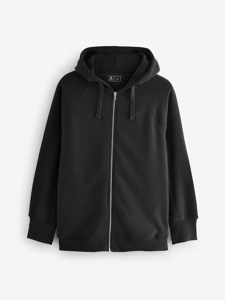 Black Active Soft Touch Longline Zip Up Hoodie - Image 5 of 7