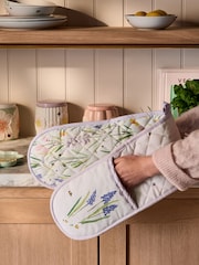 Lilac Purple Lila Floral Double Oven Gloves - Image 1 of 4