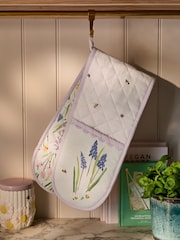 Lilac Purple Lila Floral Double Oven Gloves - Image 2 of 4