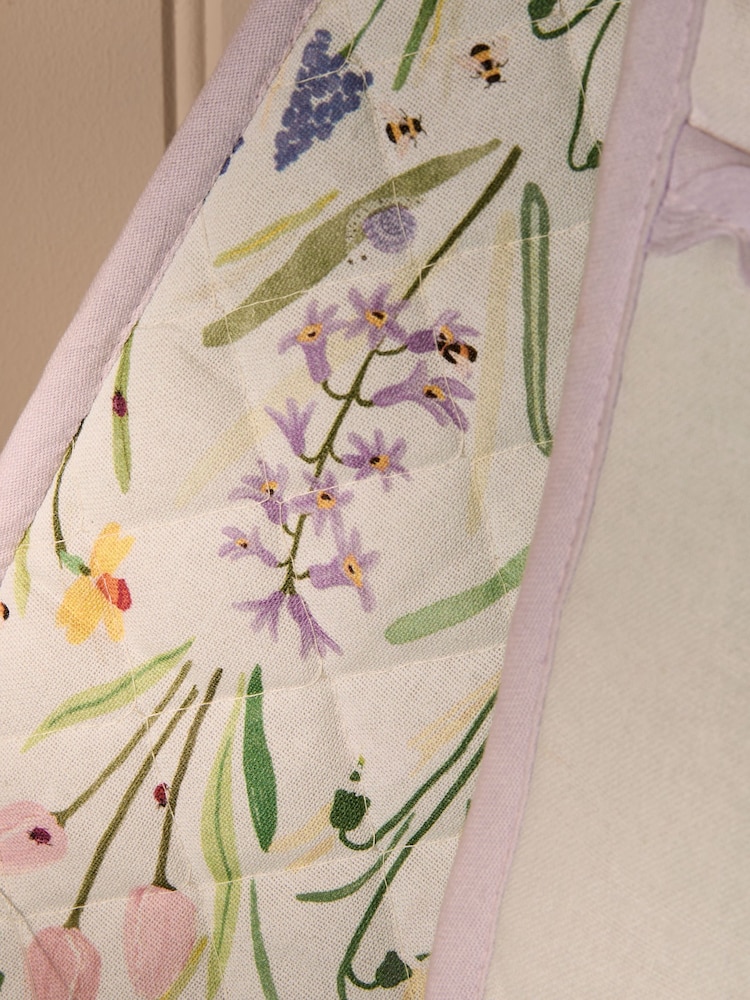 Lilac Purple Lila Floral Double Oven Gloves - Image 3 of 4