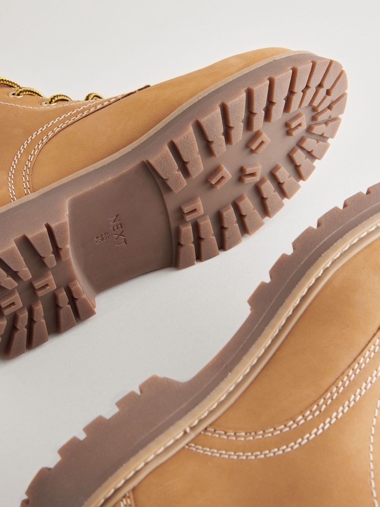 Tan Brown Leather Standard/Wide Fit Forever Comfort® Lace-Up Collared Boots - Image 10 of 10