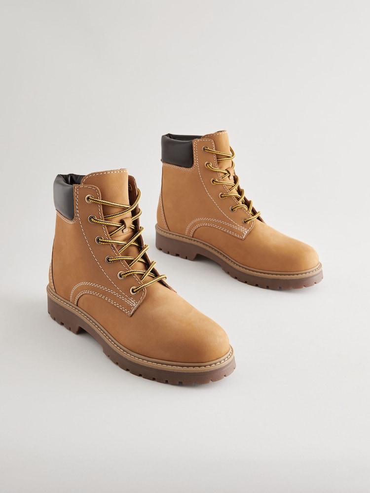 Buy Tan Brown Leather Standard/Wide Fit Forever Comfort® Lace-Up