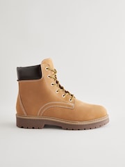 Tan Brown Leather Standard/Wide Fit Forever Comfort® Lace-Up Collared Boots - Image 7 of 10
