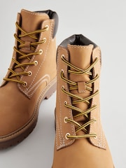 Tan Brown Leather Standard/Wide Fit Forever Comfort® Lace-Up Collared Boots - Image 8 of 10