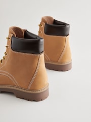 Tan Brown Leather Standard/Wide Fit Forever Comfort® Lace-Up Collared Boots - Image 9 of 10