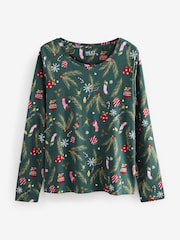 Green 100% Cotton Long Sleeve Crew Neck Top - Image 7 of 7