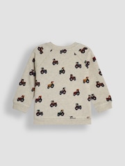 JoJo Maman Bébé Natural Tractor Tiger Print Sweatshirt & Velour Cargo Jogger Set - Image 3 of 5