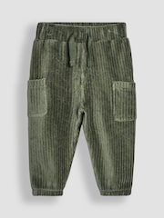 JoJo Maman Bébé Natural Tractor Tiger Print Sweatshirt & Velour Cargo Jogger Set - Image 4 of 5