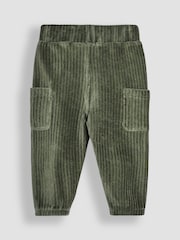 JoJo Maman Bébé Natural Tractor Tiger Print Sweatshirt & Velour Cargo Jogger Set - Image 5 of 5