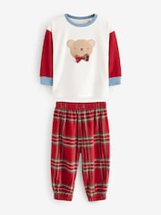 Red Baby Check Bear Single 100% Cotton Pyjamas (12mths-8yrs) - Image 4 of 7