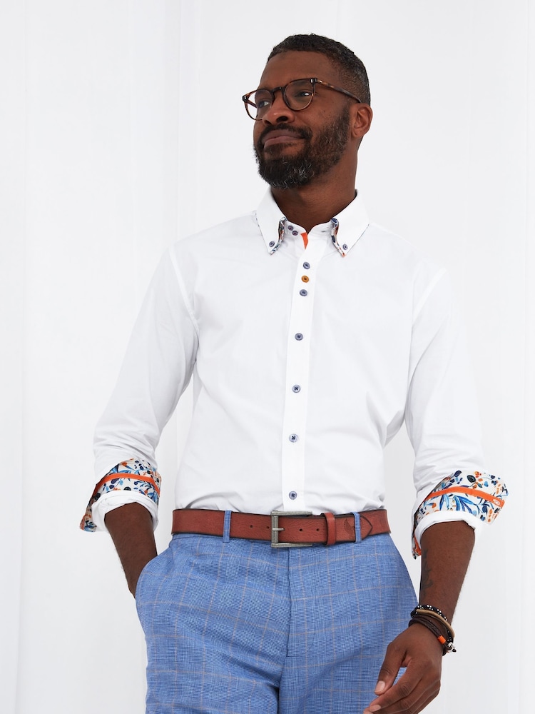Joe Browns White Slim Fit 100% Cotton Charismatic Double Collar Shirt - Image 1 of 5