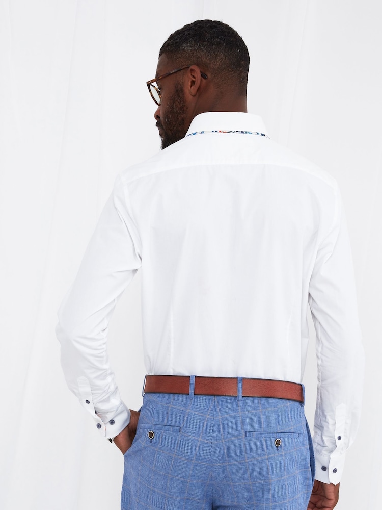 Joe Browns White Slim Fit 100% Cotton Charismatic Double Collar Shirt - Image 2 of 5