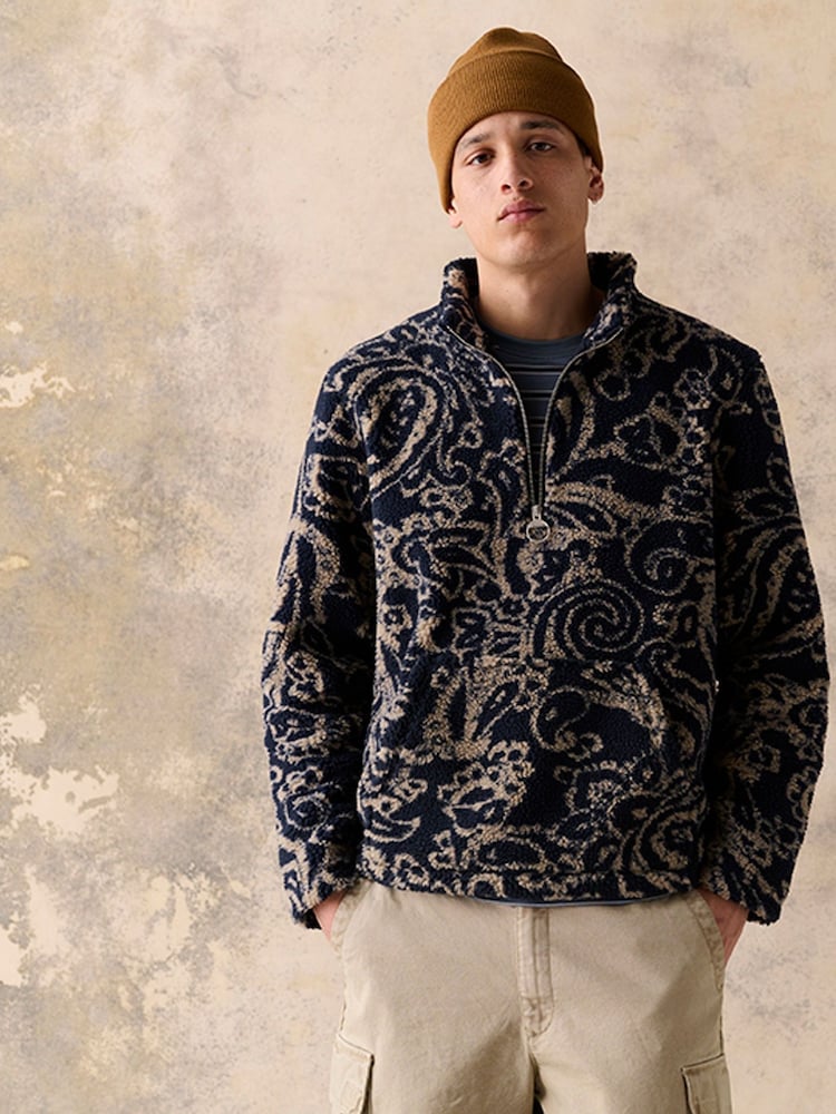 Barbour® Navy Fergus Paisley Jacquard Fleece - Image 1 of 7