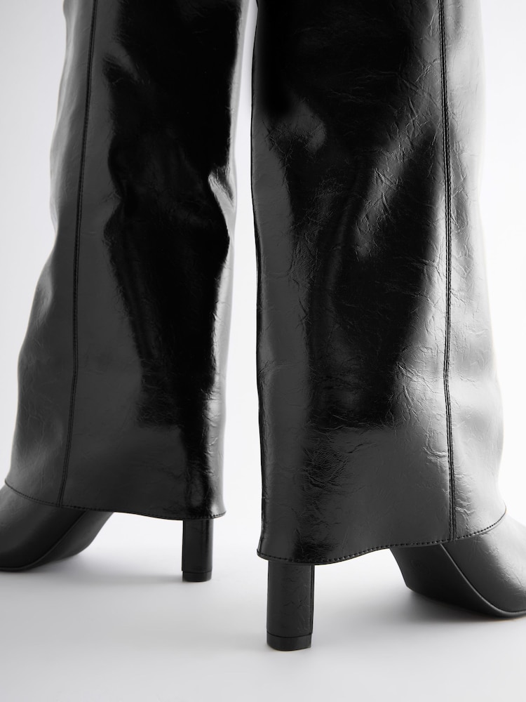 Noir - Forever Comfort® Bottes hautes à revers pour le genou - Image 3 of 5