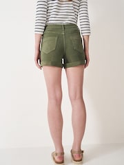 Grün - Crew Clothing – einfarbige, figurbetonte Shorts aus Baumwolle mit Umschlag - Bild 2 von 4