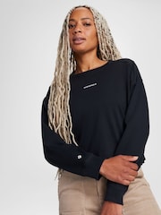 أسود - تيشِرت بكُم طويل بشعار نصي من Converse - Image 1 of 5