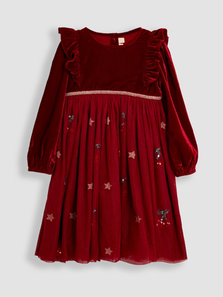 JoJo Maman Bébé Red Cherry Sequin Party Dress - Image 1 of 3 JoJo Maman Bébé Red Cherry Sequin Party Dress - Image 1 of 3