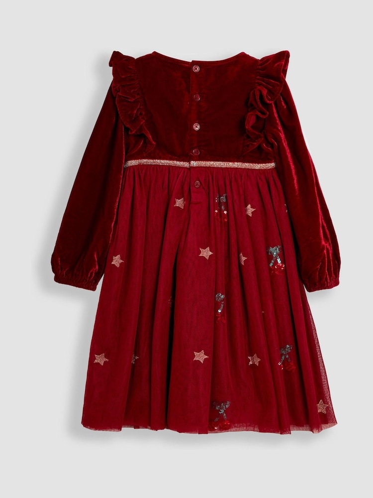 JoJo Maman Bébé Red Cherry Sequin Party Dress - Image 3 of 3 JoJo Maman Bébé Red Cherry Sequin Party Dress - Image 3 of 3