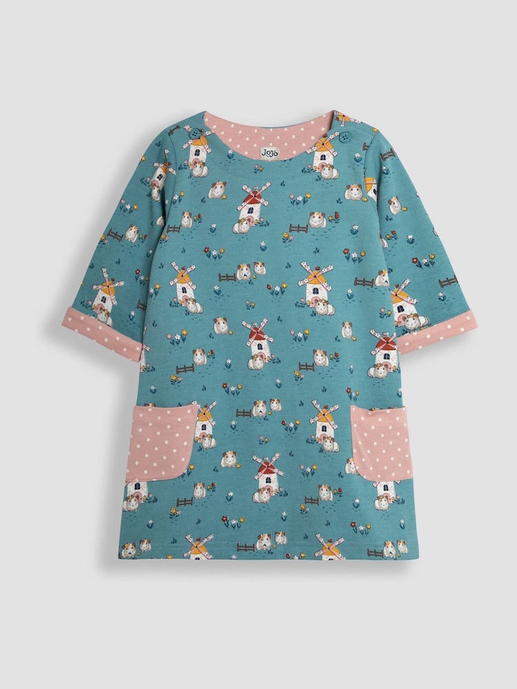 JoJo Maman Bébé Duck Egg Blue Guinea Pig A-Line Dress - Image 1 of 3