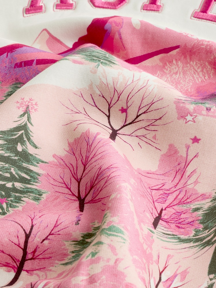 Bath & Body Works Pink/Cream Jersey Ski Pyjama Set - Image 11 of 11