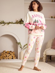 Bath & Body Works Pink/Cream Jersey Ski Pyjama Set - Image 2 of 11