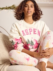 Bath & Body Works Pink/Cream Jersey Ski Pyjama Set - Image 4 of 11