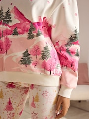 Bath & Body Works Pink/Cream Jersey Ski Pyjama Set - Image 6 of 11