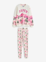 Bath & Body Works Pink/Cream Jersey Ski Pyjama Set - Image 7 of 11