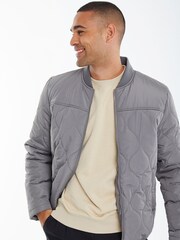 Threadbare Grey Onion Quilted Bomber Jacket - Image 1 of 4