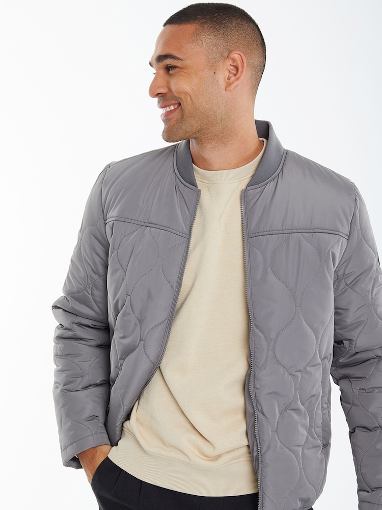 Threadbare Grey Onion Quilted Bomber Jacket - Image 1 of 4