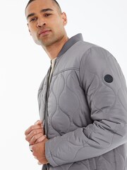 Threadbare Grey Onion Quilted Bomber Jacket - Image 4 of 4
