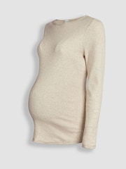 JoJo Maman Bébé Oatmeal Cream & Black 2-Pack Ribbed Jersey Maternity Tops - Image 10 of 11