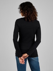 JoJo Maman Bébé Oatmeal Cream & Black 2-Pack Ribbed Jersey Maternity Tops - Image 4 of 11