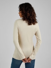 JoJo Maman Bébé Oatmeal Cream & Black 2-Pack Ribbed Jersey Maternity Tops - Image 5 of 11