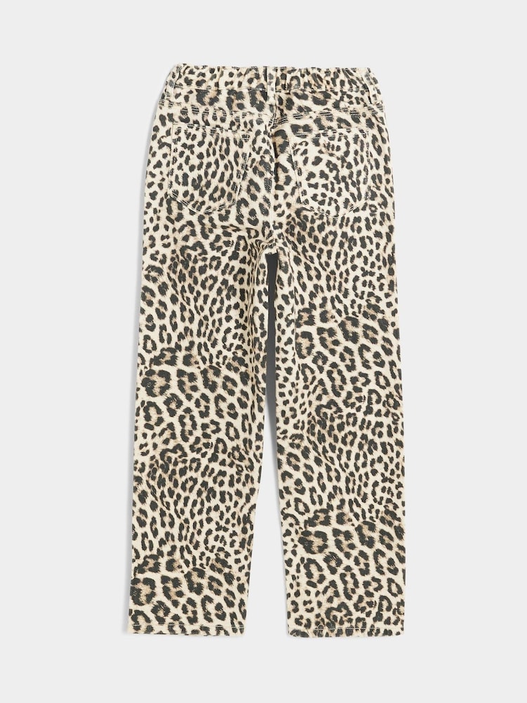 جينز قطن 100% مُزيّن بطبعة فهد تلبيس قياسي للبنات من River Island - صورة 2 من 4