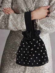 Black Tabitha Simmons Kaza Velvet Wristlet Bag - Image 5 of 10