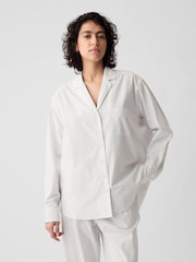 Gap Grey Stripe Poplin Pyjama Shirt - Image 1 of 6