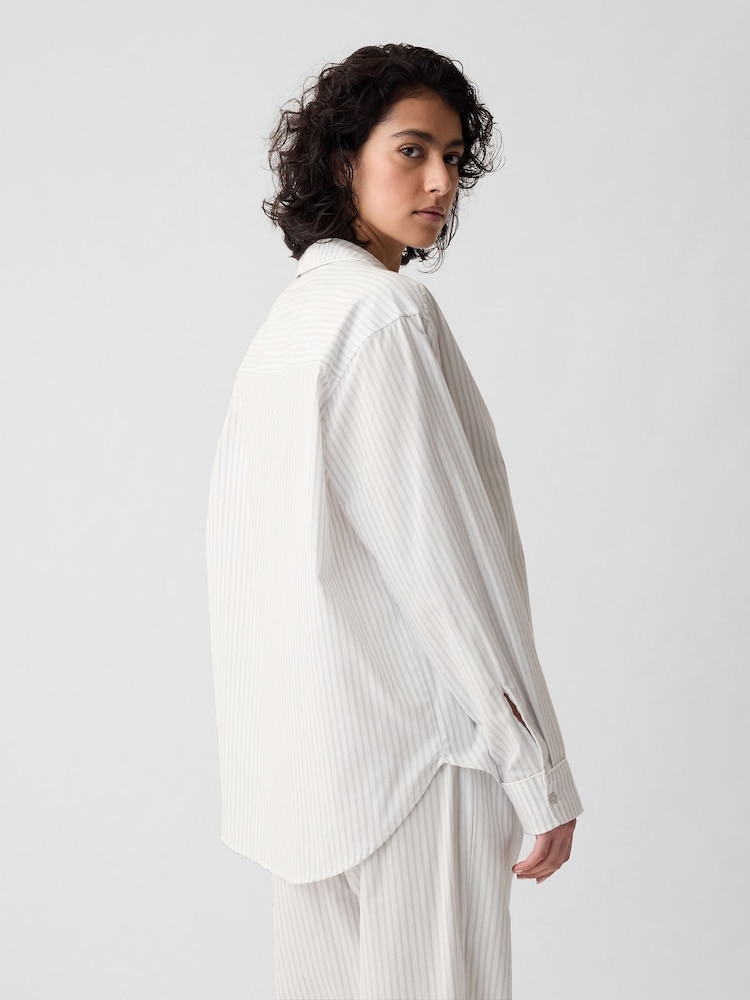 Gap Grey Stripe Poplin Pyjama Shirt - Image 2 of 6 Gap Grey Stripe Poplin Pyjama Shirt - Image 2 of 6
