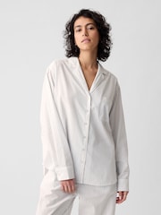 Gap Grey Stripe Poplin Pyjama Shirt - Image 3 of 6