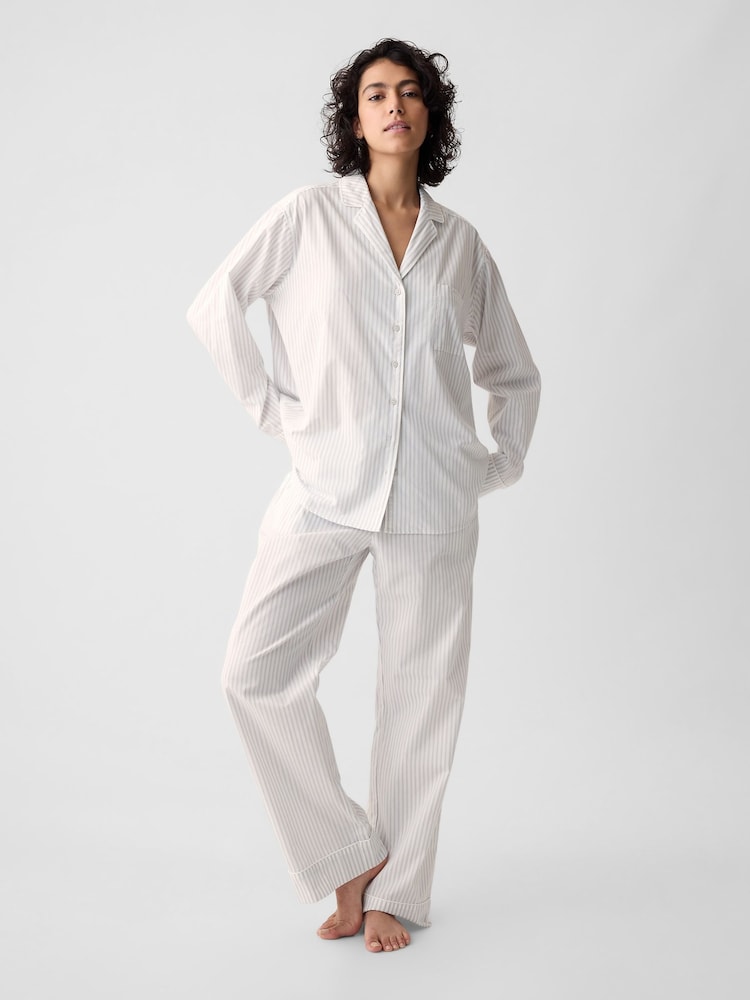 Gap Grey Stripe Poplin Pyjama Shirt - Image 6 of 6 Gap Grey Stripe Poplin Pyjama Shirt - Image 6 of 6