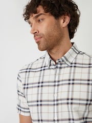 Threadbare Ecru Check 100% Cotton Short Sleeve Check Shirt - Image 4 of 4