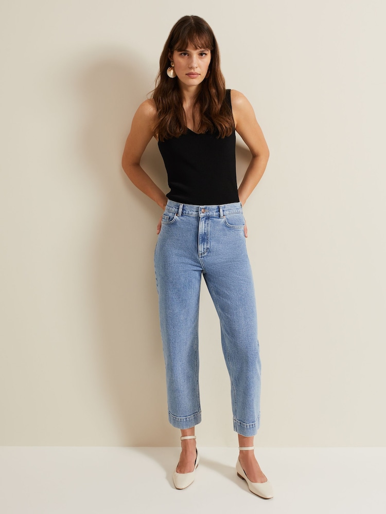 Phase Eight Blue Lexi Mid Wash Crop Straight Jeans - Image 1 of 7 Phase Eight Blue Lexi Mid Wash Crop Straight Jeans - Image 1 of 7