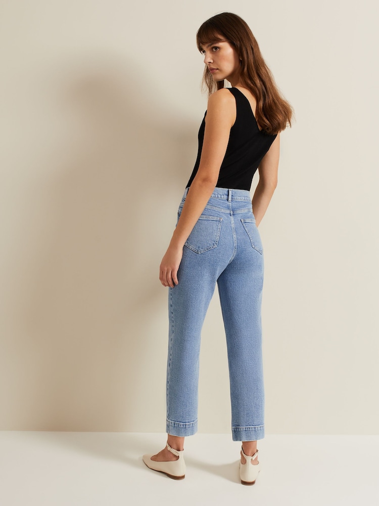 Phase Eight Blue Lexi Mid Wash Crop Straight Jeans - Image 2 of 7 Phase Eight Blue Lexi Mid Wash Crop Straight Jeans - Image 2 of 7