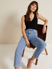 Phase Eight Blue Lexi Mid Wash Crop Straight Jeans - Image 6 of 7
