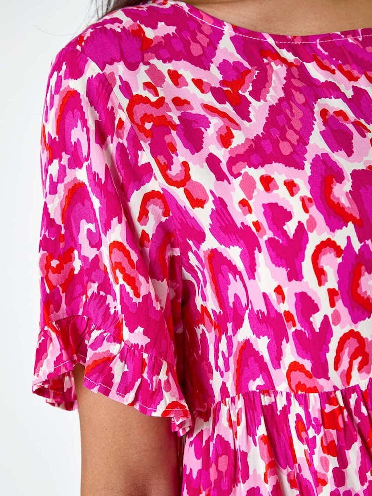 Roman Abstract Print Tiered Smock Dress - Imagen 5 de 5 Roman Abstract Print Tiered Smock Dress - Imagen 5 de 5