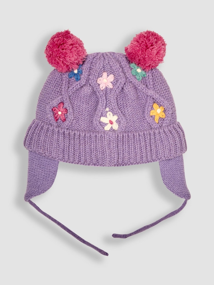 JoJo Maman Bébé Lilac Embroidered Hat - Image 1 of 3