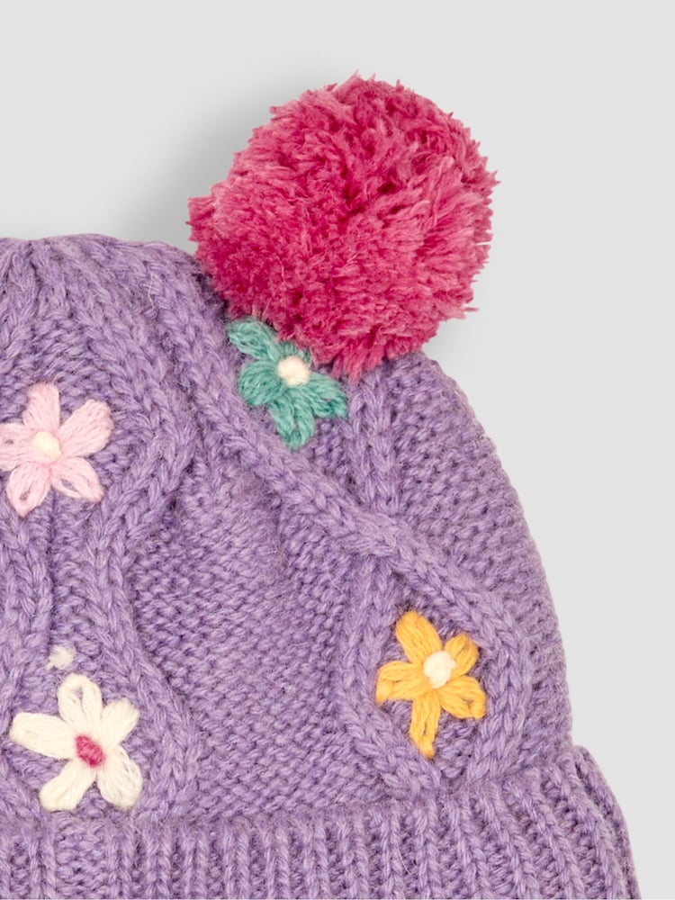 JoJo Maman Bébé Lilac Embroidered Hat - Image 3 of 3