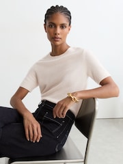 Reiss Ivory Stevie 100% Cashmere Crew-Neck T-Shirt - Image 1 of 6