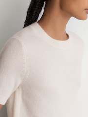 Reiss Ivory Stevie 100% Cashmere Crew-Neck T-Shirt - Image 4 of 6