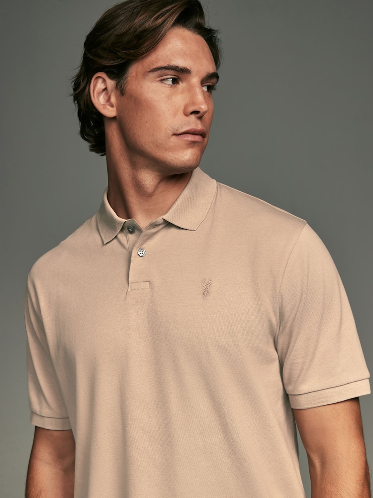 لون محايد صخري - تلبيس قياسي - بيكيه بكم قصير من Charles Tyrwhitt - Image 4 of 7